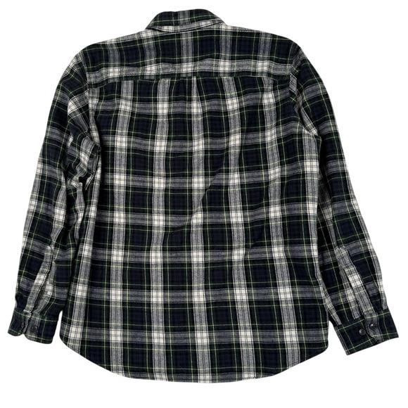 LL Bean Scotch Plaid Flannel Shirt Mens Large Green Slightly Fitted Button Up - Picture 3 of 6